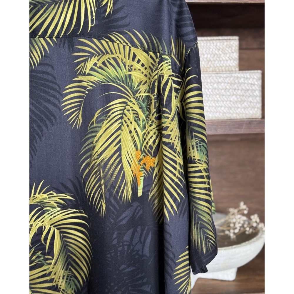 Tommy Bahama Hawaiian Shirt Mens Size XL Black Green Phuket Palm 100% Silk Camp - Picture 3 of 8